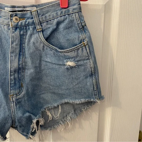 Vintage Anchor Blue Denim Jean Shorts with custom studs - Picture 4 of 9